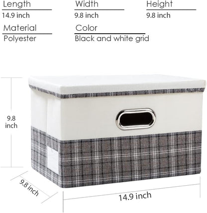 PRANDOM Collapsible Storage Bin with Lid [3-Pack] Fabric Foldable Storage Box Organizer Container