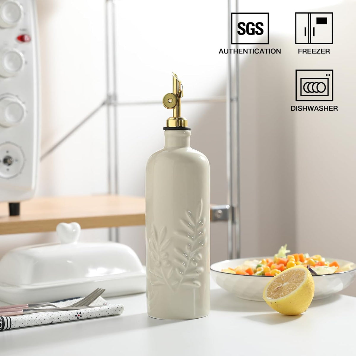 Sweejar 18 Oz Oil Dispenser for Kitchen with Gravity Spout, Ceramic Olive Oil Dispenser Bottle
