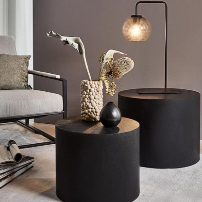 WILLIAMSPACE 18.9" Black Nesting Coffee Table Set of 2, Modern Black Round Coffee Tables Circle