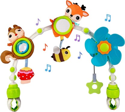 Baby Stroller Arch Mobile, Adjustable Musical Cirb Mobile Toys with Universal Clamps, Versatile