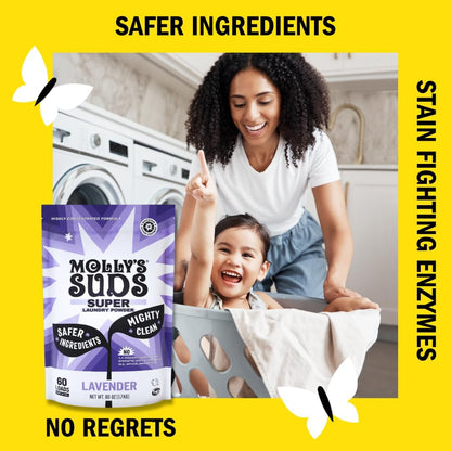 Molly's Suds Super Powder Detergent | Extra Strength Laundry Soap, Stain Fighting | Sensitive Skin