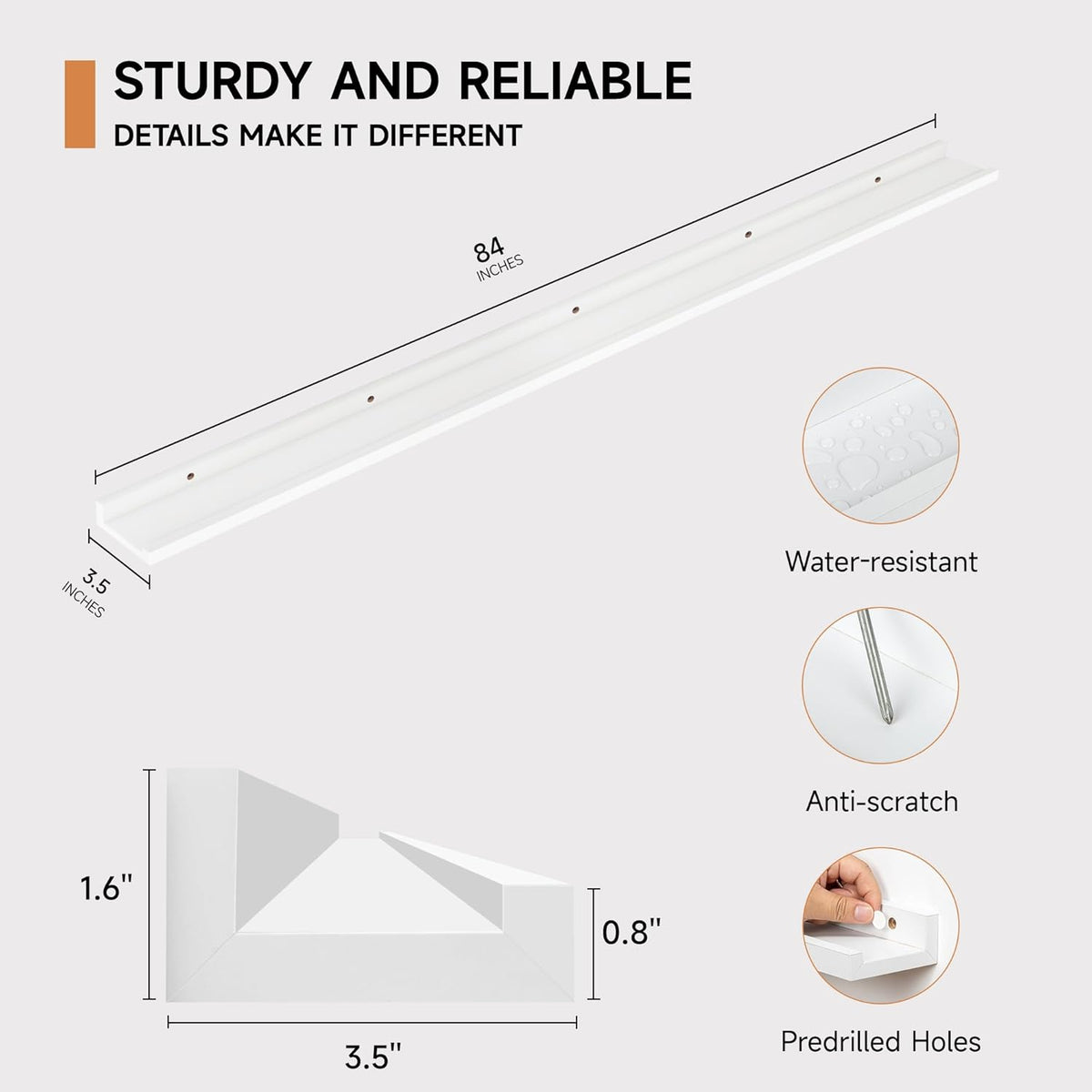 Floating Picture Ledge Shelves for Wall Set of 2, 84 Inches Picture Ledge Shelf with Long Large
