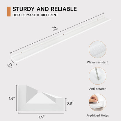 Floating Picture Ledge Shelves for Wall Set of 2, 84 Inches Picture Ledge Shelf with Long Large