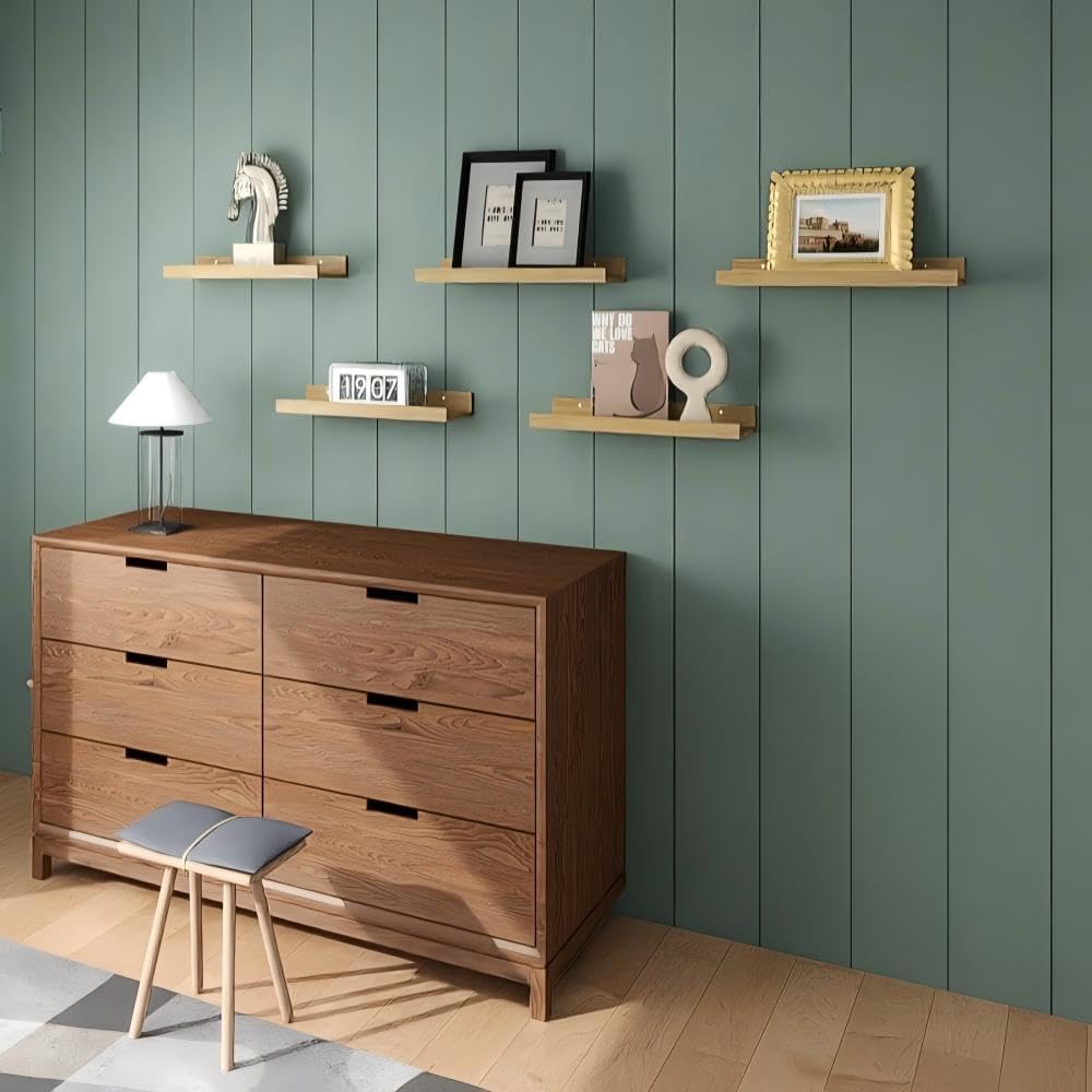 RICHER HOUSE 5 Set Floating Shelves for Wall Decor, Wall Mounted Book Shelf, Nursery Shelves
