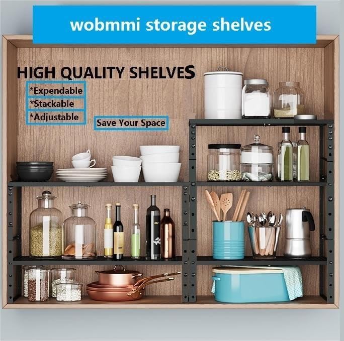 Expandable,Adjustable & Stackable Spice Rack, Cabinet Kitchen Countertop Shelf Organizer,Metal