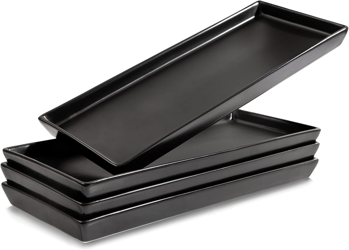 Home Beets Matte Black Ceramic Serving Platters (14 x 6 Inch Rectangle Plates) Serving Dishes for