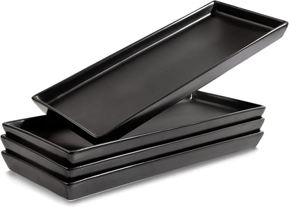 Home Beets Matte Black Ceramic Serving Platters (14 x 6 Inch Rectangle Plates) Serving Dishes for