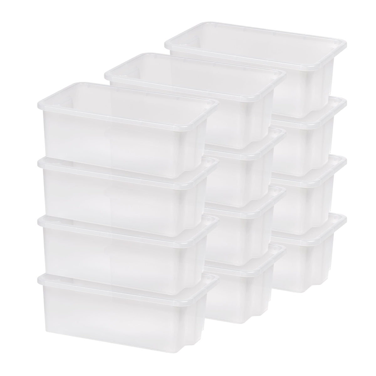 IRIS USA 12-Pack, Small Plastic Storage Bins, Stackable Organizer, Clear