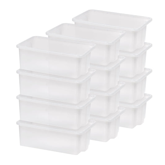 IRIS USA 12-Pack, Small Plastic Storage Bins, Stackable Organizer, Clear