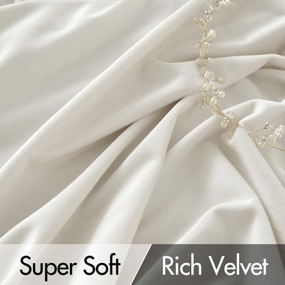 MIULEE Ivory White Velvet Curtains 90 inches Long 2 Panels - Luxury Pinch Pleated Room Darkening