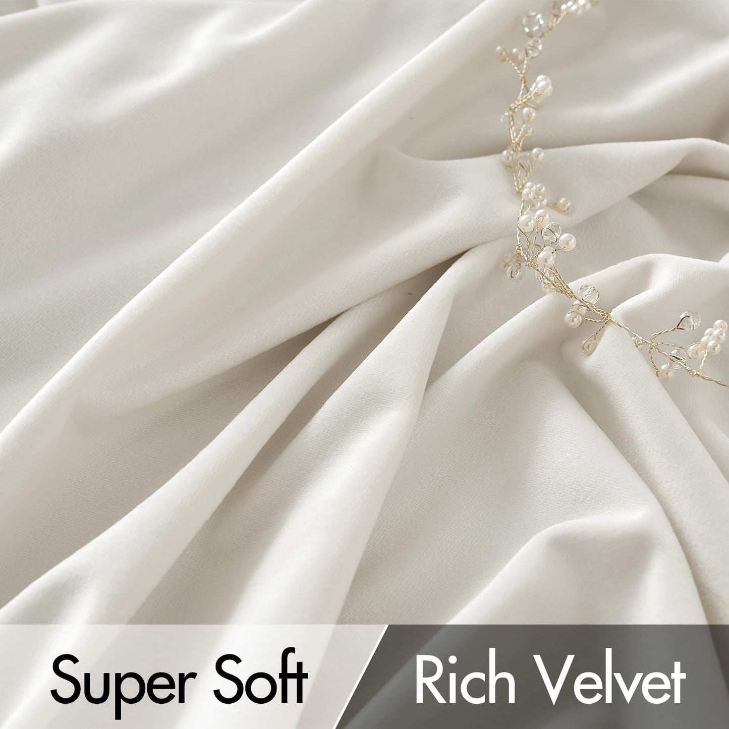 MIULEE Ivory White Velvet Curtains 108 inches Long 2 Panels - Luxury Pinch Pleated Room Darkening