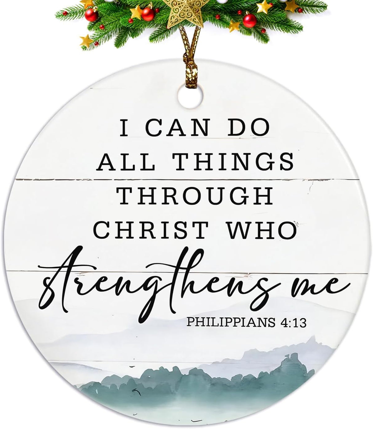 Christian Ornaments, I Can Do All Things Scripture Religious Ceramic Ornament Keepsake Decorations