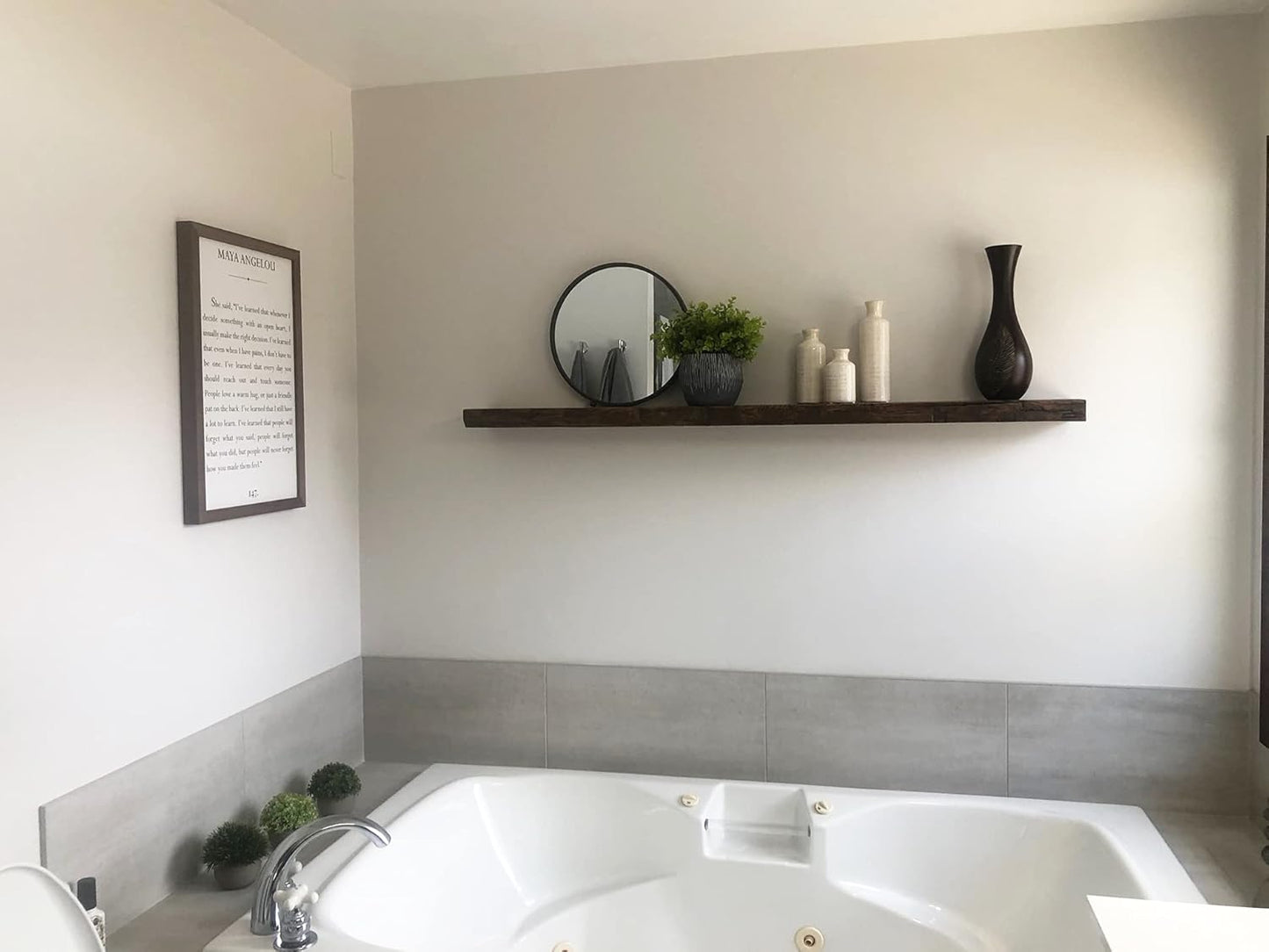 joelsantiques Floating Shelf, Wood Wall Shelf, Natural Wooden Home Decor for Bathroom Kitchen