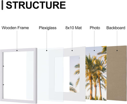 Vittanly 11x14 Picture Frames Set of 9, Shatter Resistant Plexiglass, Display 8x10 Pictures with