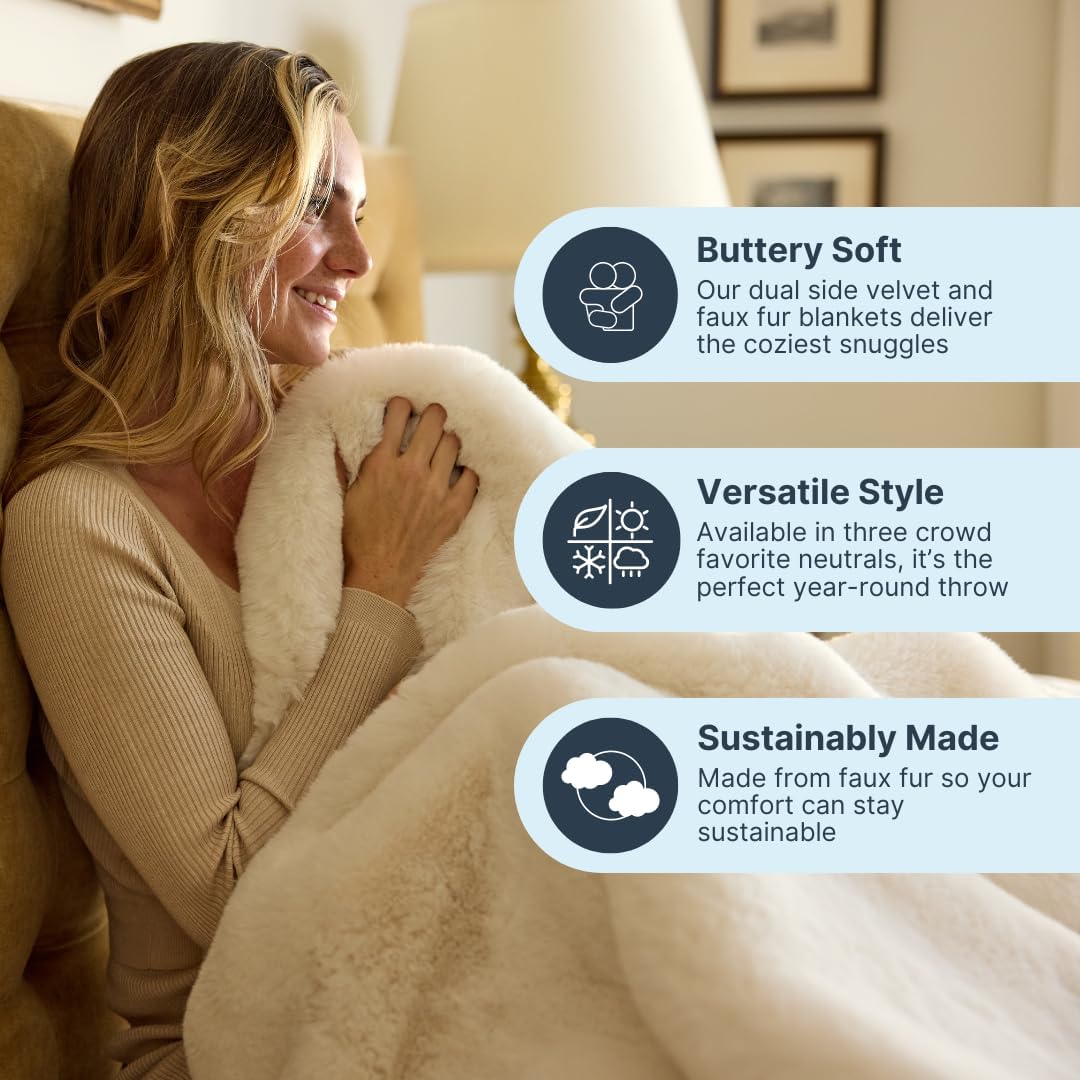 Nuzzie Snuggle Luxe Premium Soft Eco-Conscious Cozy Throw Blanket for Perfect Comfort - Vanilla