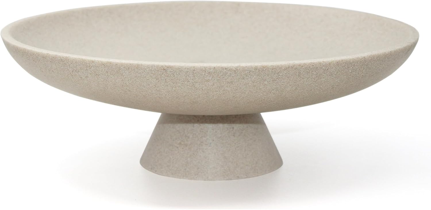 Modern Resin Pedestal Decorative Bowl, Large Fruit Bowl for Kitchen Counter, Stylish Key Bowl for
