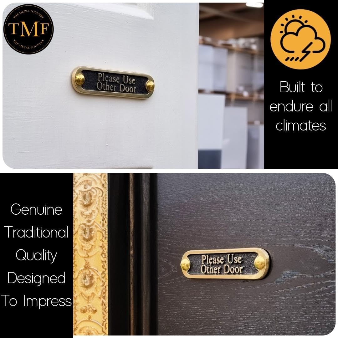 Please Use Other Door Brass Door Sign. Traditional Style Home Décor Wall Plaque Handmade By The