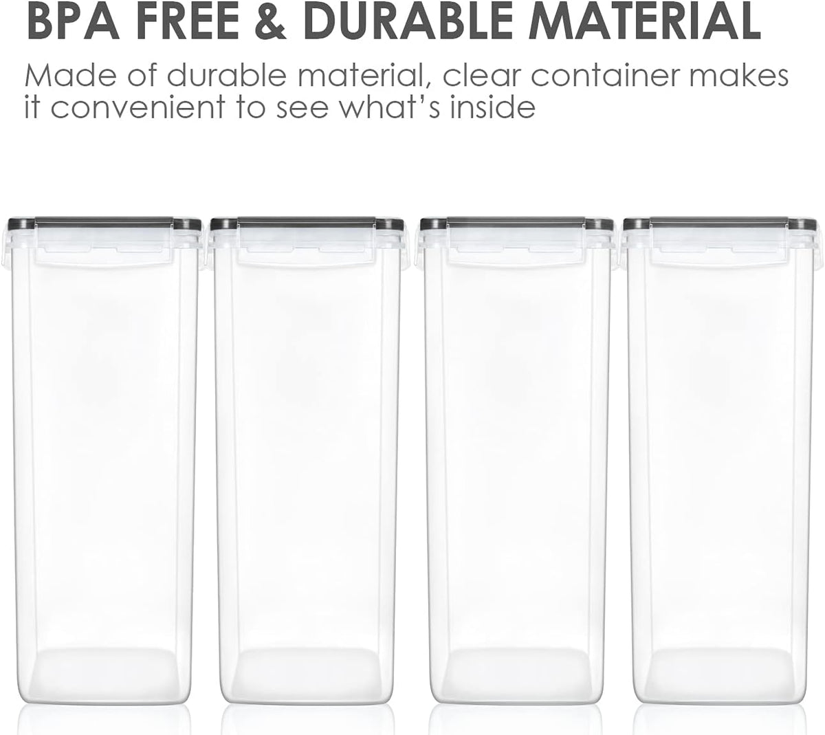 Vtopmart Extra Large Tall Airtight Food Storage Containers, 4 Pieces 5.9qt/6.5L Plastic PBA Free