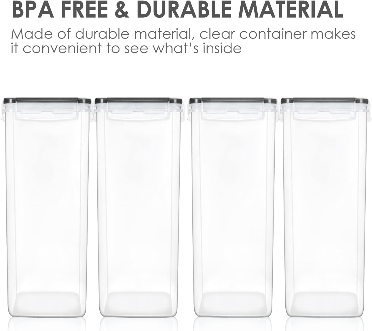 Vtopmart Extra Large Tall Airtight Food Storage Containers, 4 Pieces 5.9qt/6.5L Plastic PBA Free
