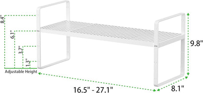 Expandable Cabinet Storage Shelf Stackable Organizer Rack for Kitchen Bathroom Pantry Spice