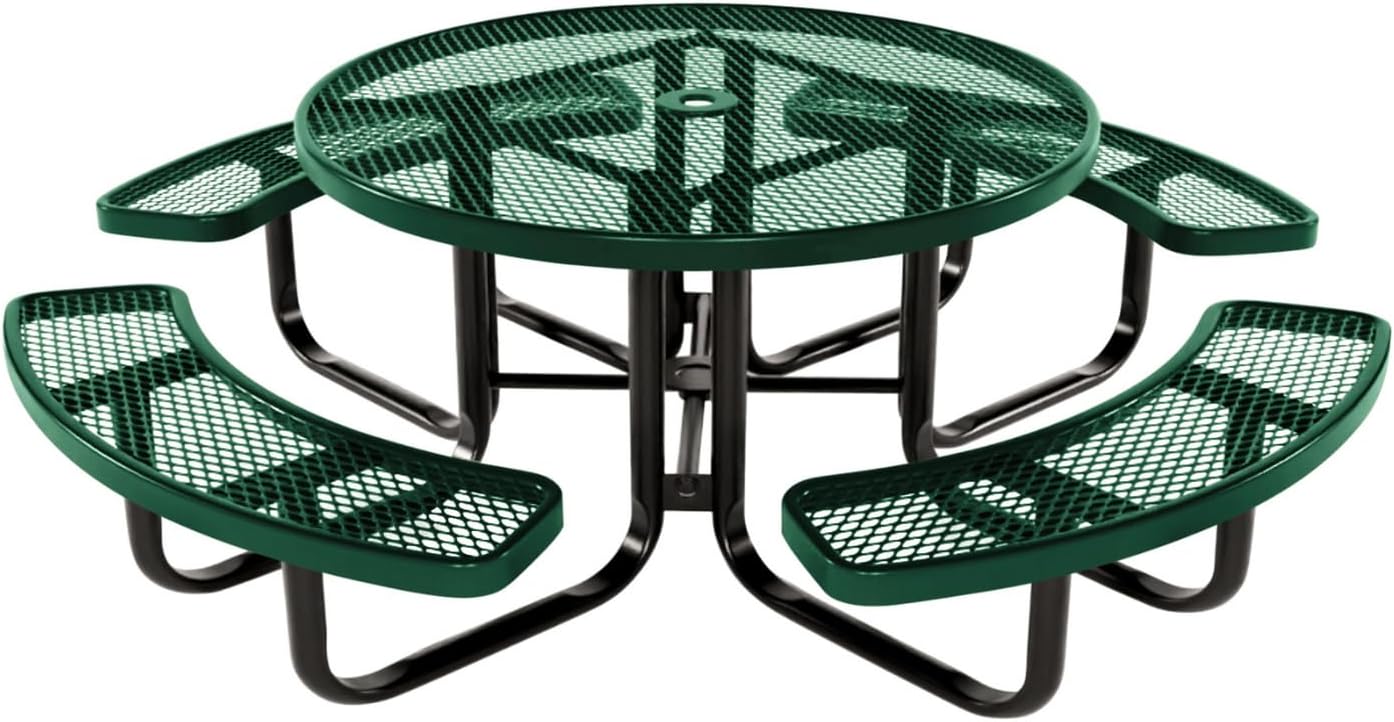 Coated Outdoor Furniture Heavy-Duty Portable Outdoor Kids Table with Umbrella Hole, Expanded Metal
