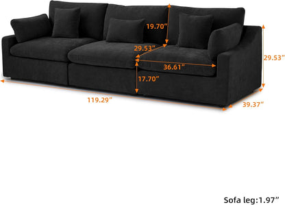 JACH U Shaped Sectional Couches, Cloud Sectional Couch with Deep Seat, 119" Down Filled Modular