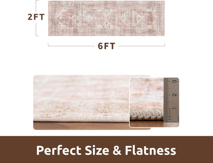 AMOAMI-2X6 Runner Rug-Washable Runners for Hallways-Soft Non Slip Bedside Rugs for Bedroom-Vintage