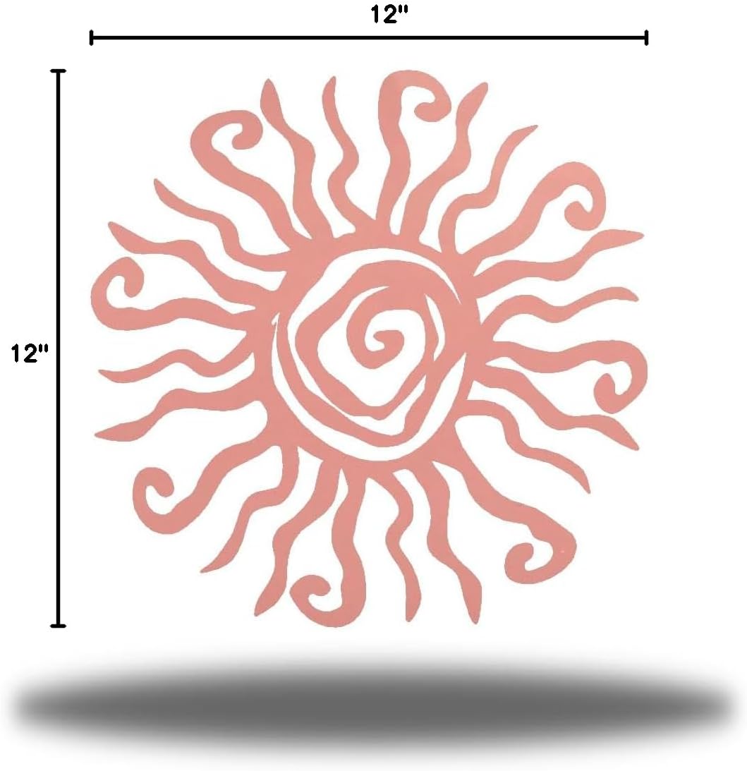 Riverside Designs Wacky Sun Metal Wall Art Indoor/Outdoor Decor - 12" Pink Rust Proof Wall
