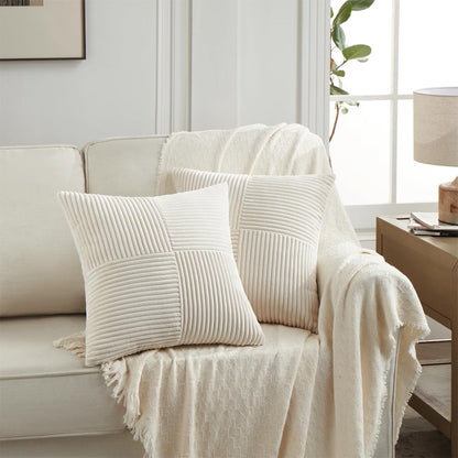 Fancy Homi 2 Packs Cream Samll Decorative Throw Pillow Covers 14x14 Inch with for Couch Bed Sofa