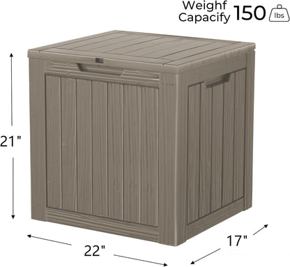 35 Gallon Outdoor Storage Box Waterproof Lockable Resin Deck Box Large, Patio Storage Bin for Pool