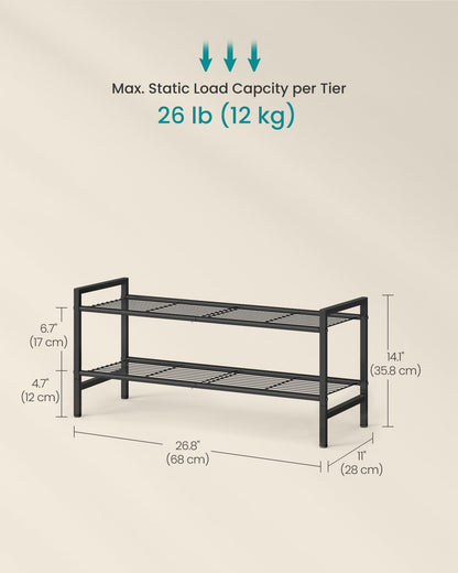 SONGMICS Metal Shoe Rack, Free Standing Shoe Organizer for Entryway Closet Garage Small Spaces