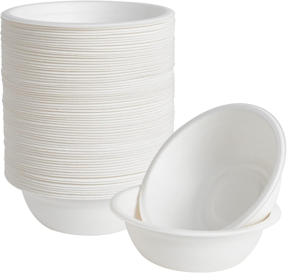 ECOLipak 16 oz Paper Bowls, [150-Pack] Compostable Paper Bowls Bulk, Heavy-duty Disposable Bowls