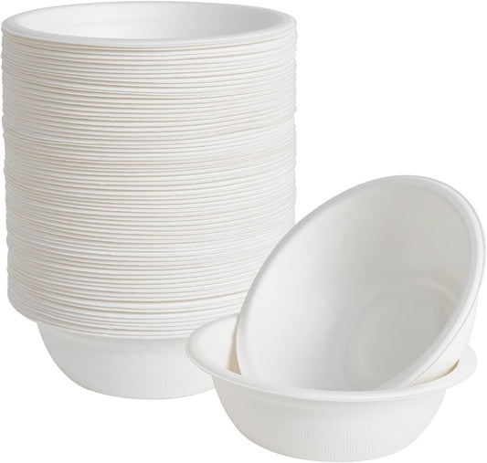 ECOLipak 16 oz Paper Bowls, [150-Pack] Compostable Paper Bowls Bulk, Heavy-duty Disposable Bowls