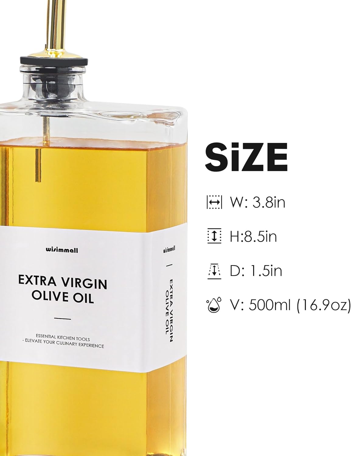 Olive Oil Dispenser For Kitchen, Glass Oil Bottle 500ML Oil And Vinegar Dispenser Set Of 2, Cooking