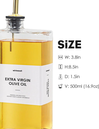 Olive Oil Dispenser For Kitchen, Glass Oil Bottle 500ML Oil And Vinegar Dispenser Set Of 4 with 4