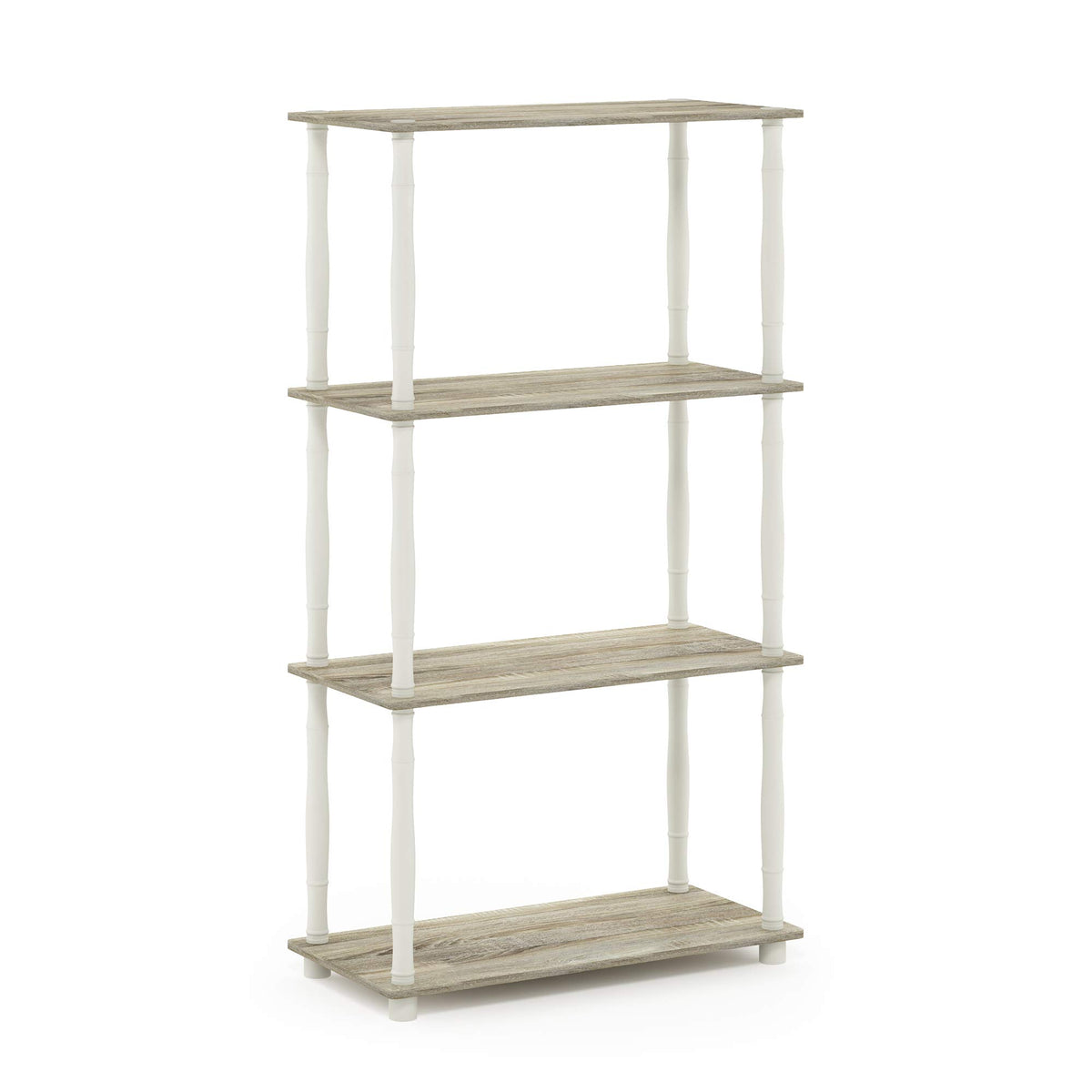 Furinno Turn-N-Tube 4-Tier Multipurpose Shelf Display Rack, Classic Tubes, Sonoma Oak/White