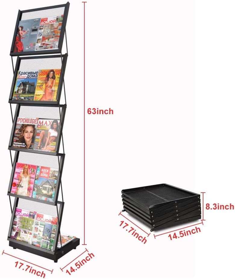 brochure display stand&Foldable Magazine Rack with 5 Pockets for Exhibition and Trade Show