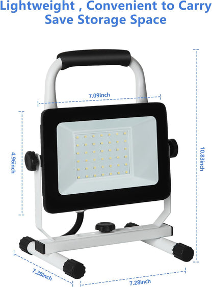 UFOND 4000 Lumen LED Work Light with Stand,40W Waterproof Portable Flood Lights, Worklight