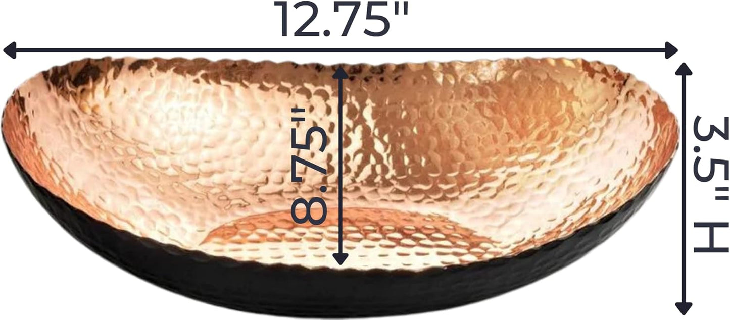 Monarch Abode Hand Hammered Decorative Bowl, 12.75-Inch Black and Copper Plated – Key Bowl for