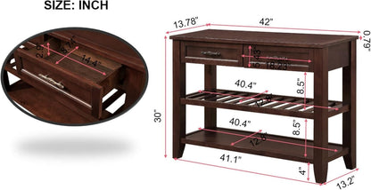 Solid Wood Console Table Sofa Tables with Drawers and Shelves Small Entryway Table for Living