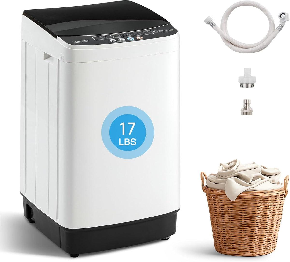 17Lbs Portable Washing Machine with10 Washing Programs, 2.2 Cu. Ft. Full Automatic Washer and