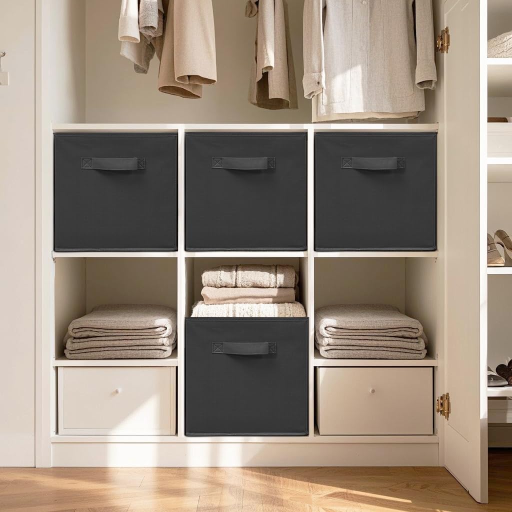 STORAGEIDEAS 11 Inch Fabric Storage Cubes, Sturdy Foldable Storage Bins, Heavy Duty Cube Organizer