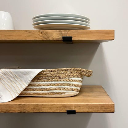 Rustic Shelves with J-Brackets Set of 2, Industrial Shelf, Kitchen Shelves, Solid Wood, Decorative