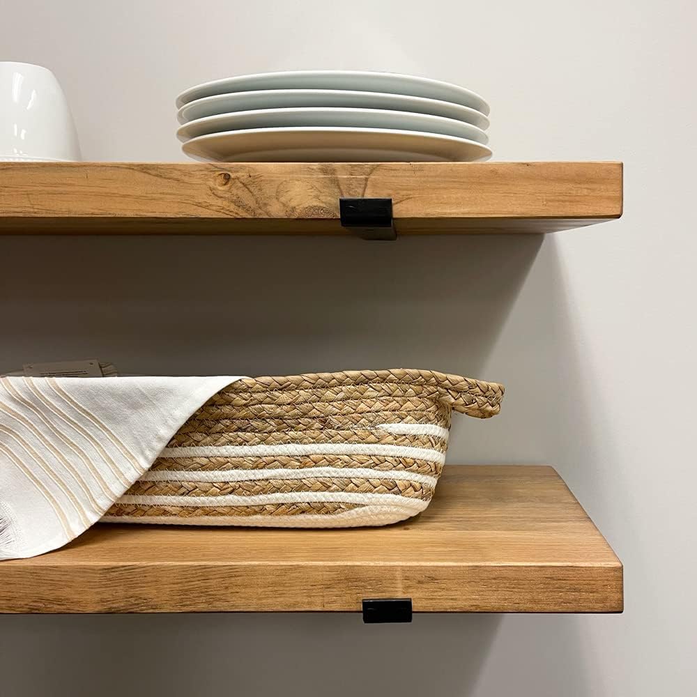 Rustic Shelves with J-Brackets Set of 2, Industrial Shelf, Kitchen Shelves, Solid Wood, Decorative