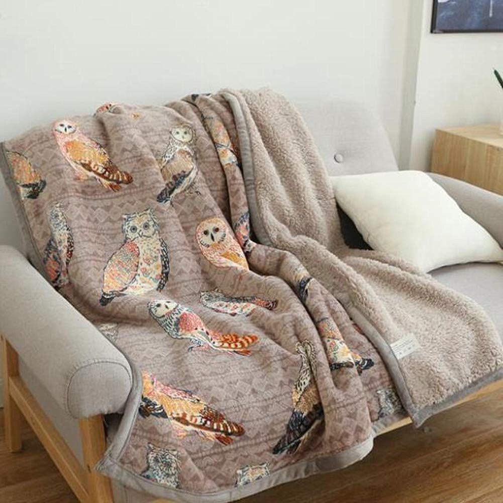 UKELER Flannel Sherpa Throw 80'' x 60''- Cute Colorful Owl Design Soft Plush Flannel Blanket Throws