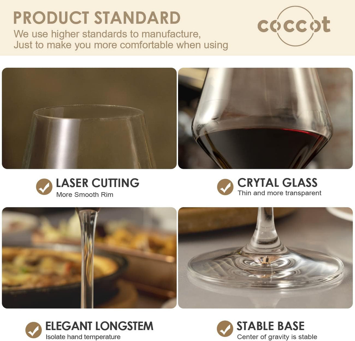 Wine Glasses,White Red Wine Glasses Set of 6,Lead-Free Premium Crystal Clear Glass,Hand Blown