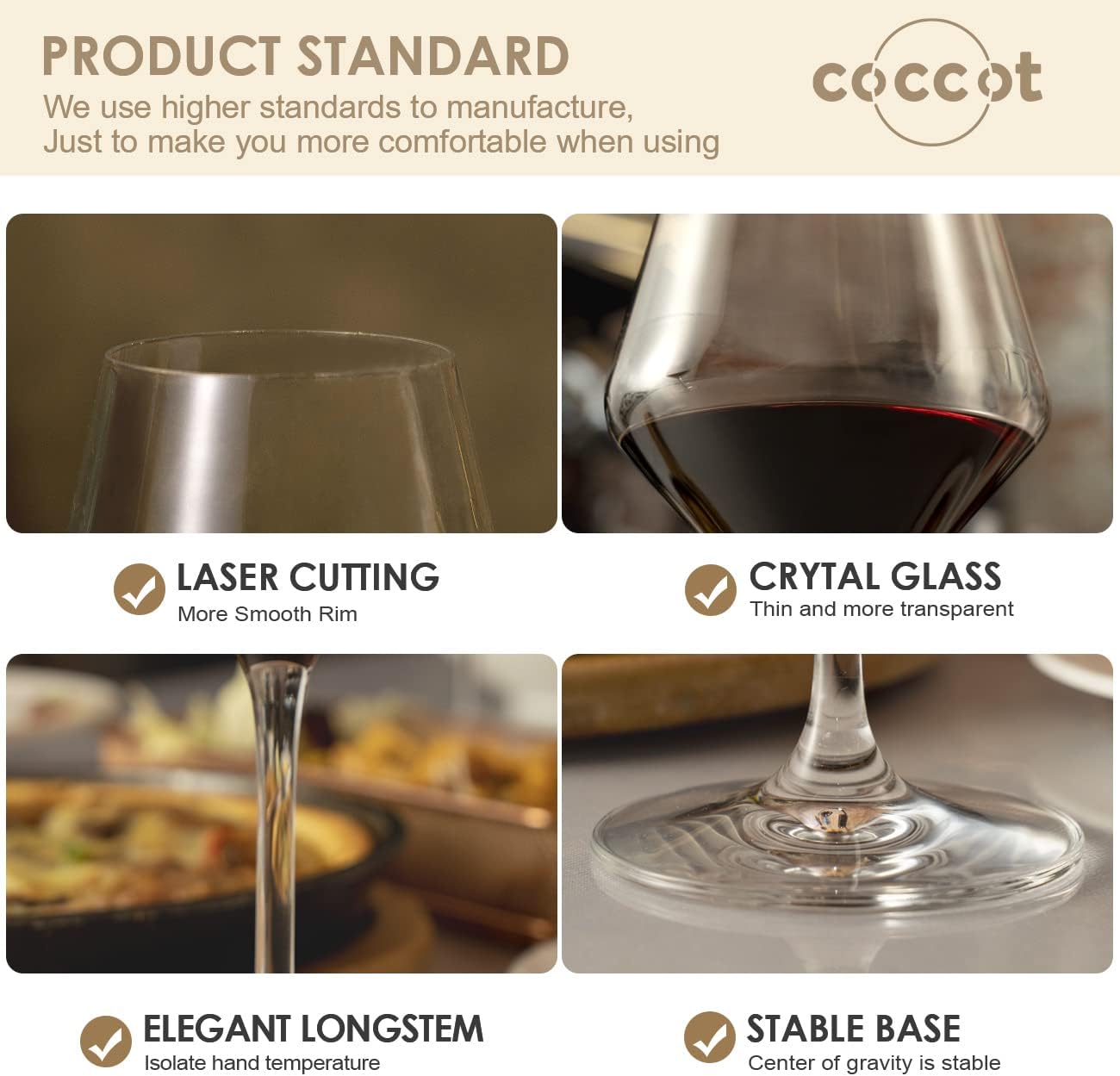 Wine Glasses,White Red Wine Glasses Set of 6,Lead-Free Premium Crystal Clear Glass,Hand Blown