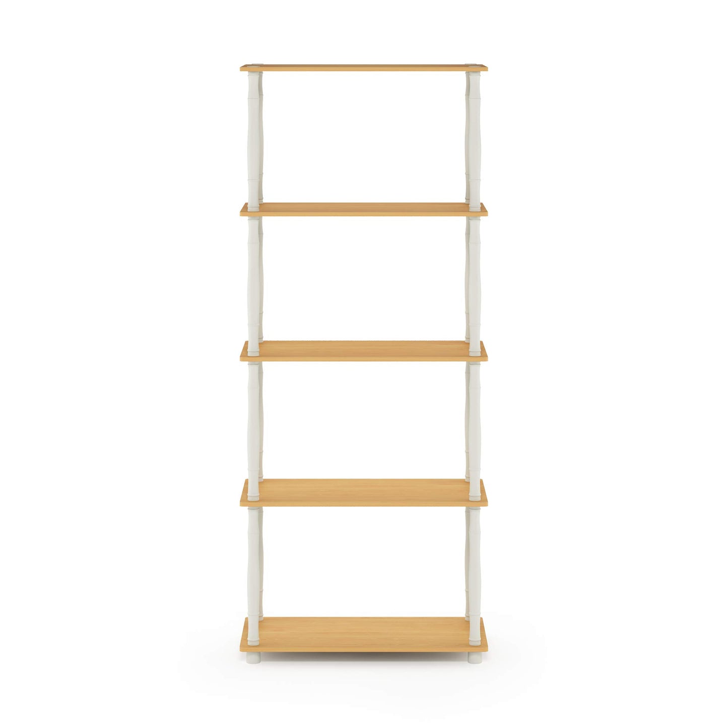 Furinno TURN-S-TUBE Storage Shelves, 5-Tier Book Shelf, Corner Shelf, Toolless Open Shelves
