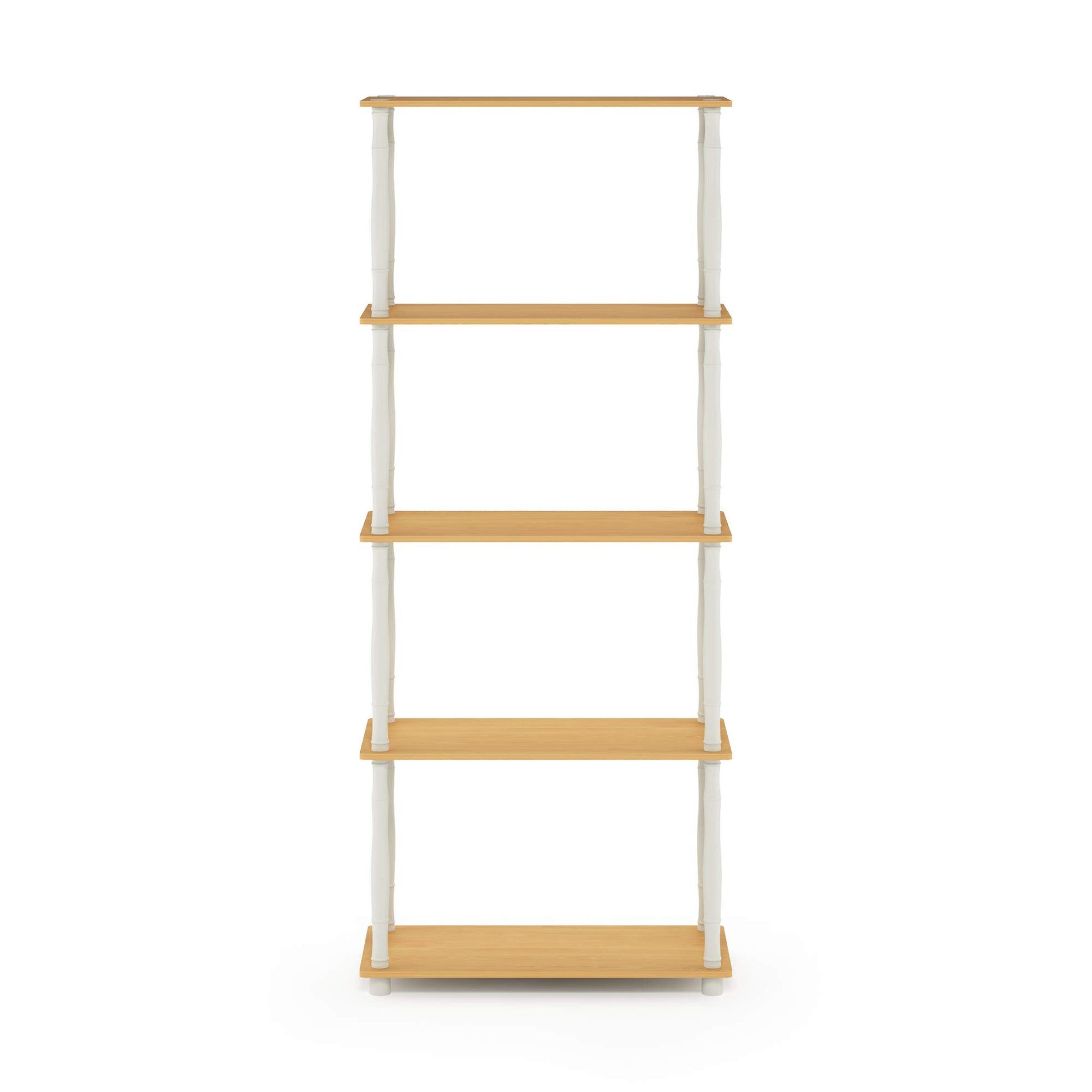Furinno TURN-S-TUBE Storage Shelves, 5-Tier Book Shelf, Corner Shelf, Toolless Open Shelves