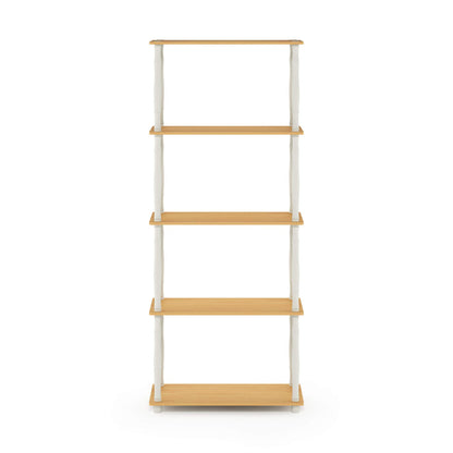 Furinno TURN-S-TUBE Storage Shelves, 5-Tier Book Shelf, Corner Shelf, Toolless Open Shelves